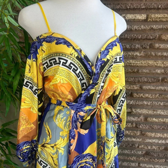 L'Artiste by Amy Glam Baroque Off Shoulder Wrap Dress NWT Size 1X - Picture 12 of 14